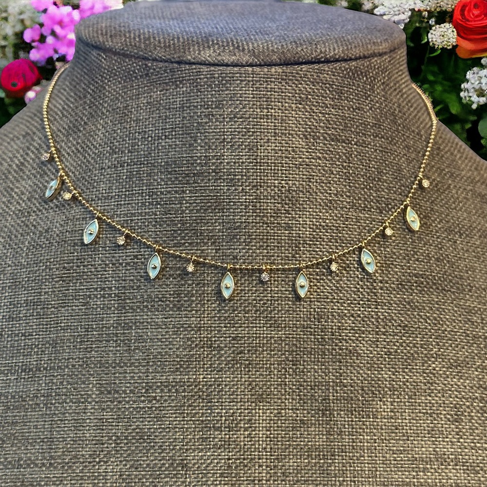 Frenzy dainty rhinestone evil eye necklace